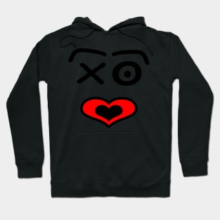 Funny love face -  black and red. Hoodie